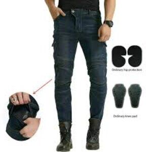Volero Motorcycle Stretch Jeans Denim Pants w Knee & Hip Protect Pads M 30"-32"